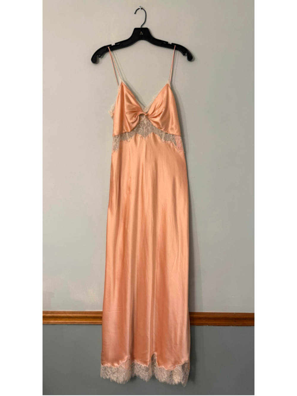 LoveShackFancy Orianna Silk Maxi Dress Peche Pink Lace 8 NWT - Picture 4 of 10